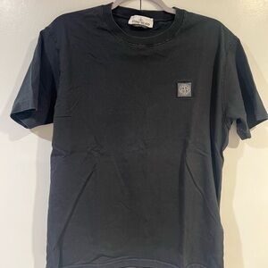 Men’s Stone Island Black Short Sleeve Crewneck Tee with Patch